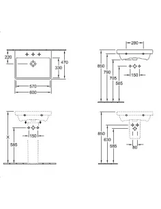 Praustuvas Avento 600, 650 mm, Villeroy&Boch