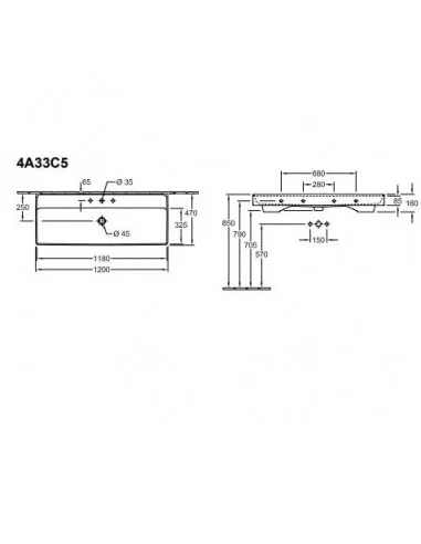 Praustuvas pakabinamas Collaro 800, 1000, 1200 mm, Villeroy&Boch