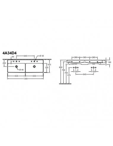 Praustuvas dvigubas Collaro 1300x470 mm, Villeroy&Boch