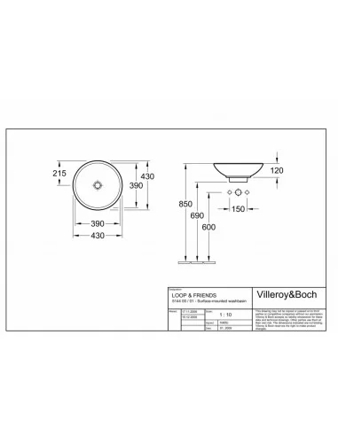 Praustuvas dubuo Loop & Friends 430 mm, Villeroy&Boch