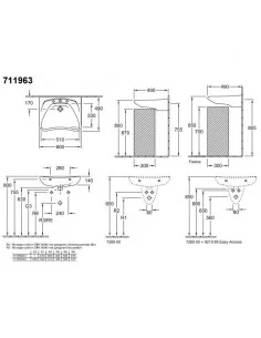 Praustuvas neįgaliesiems O. Novo ViCare 600x490 mm, Villeroy&Boch