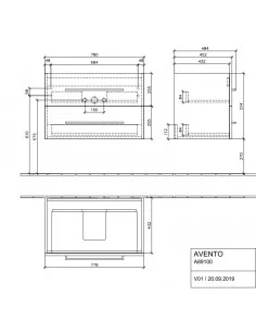 Spintelė voniai su praustuvu Avento 800x470 mm, Villeroy&Boch