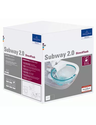 Unitazas pakabinamas Subway 2.0, rimless, su plonu Soft Close dangčiu, Ceramic Plus danga, Villeroy&Boch