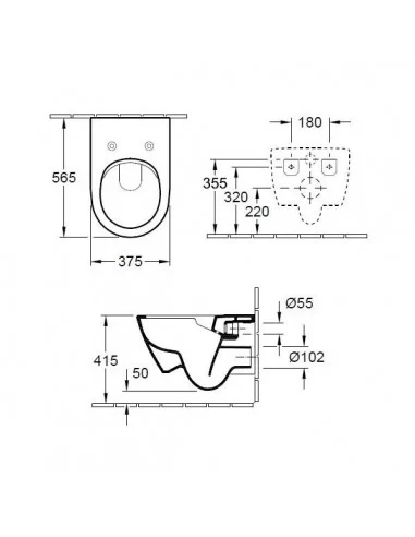 Unitazas pakabinamas Subway 2.0, rimless, su plonu Soft Close dangčiu, Ceramic Plus danga, Villeroy&Boch