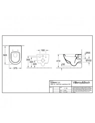 Unitazas pakabinamas Subway 2.0 rimless, su SoftClose dangčiu, Ceramic Plus danga, Villeroy&Boch