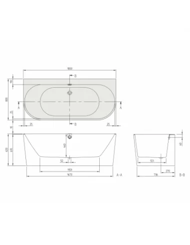 Vonia Oberon 2.0 Wall-facing, 1800 x 800 mm, Villeroy&Boch