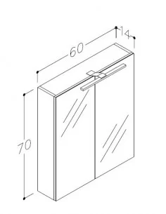 Spintelė SCANDIC 60 su veidrodžiu ir LED apšvietimu, balta, Raguvos Baldai