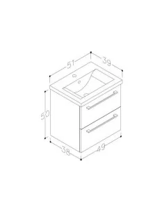 Apatinė spintelė su praustuvu 51-101 cm, SCANDIC