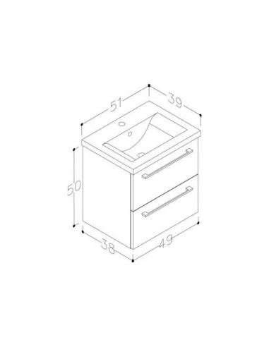 Spintelė su praustuvu SCANDIC 51cm, balta, Raguvos Baldai