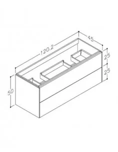 Spintelė po dvigubu praustuvu 2 stalčiai 120 cm, D-line