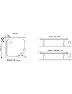 Dušo padėklas Elipso Pro Chrome 90, RAVAK