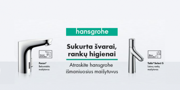 Išmanieji maišytuvai iš „hansgrohe“ -  sukurti rankų higienai užtikrinti